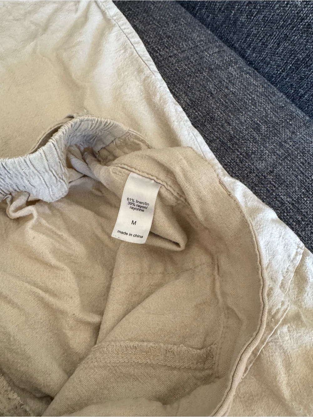 Maurices Beige Drawstring Linen Blend Pants - Picture 3 of 4